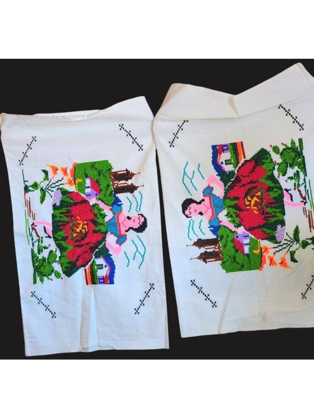 Celia Garduño Latino Artist 2 Pillow Cases Open Ended Hand Stitched Bright Vibra